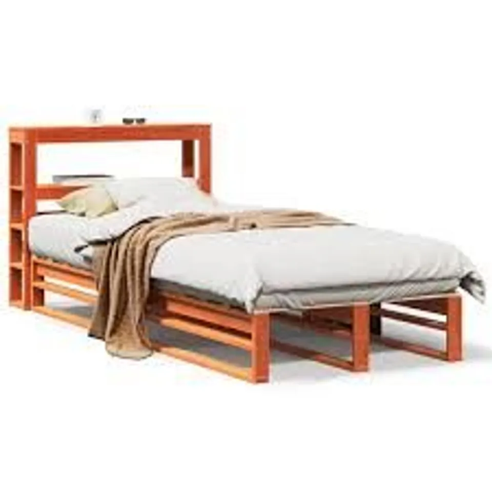 BOXED VIDAXL BED FRAME WITHOUT MATTRESS WAX BROWN 90 x 200 CM SOLID WOOD