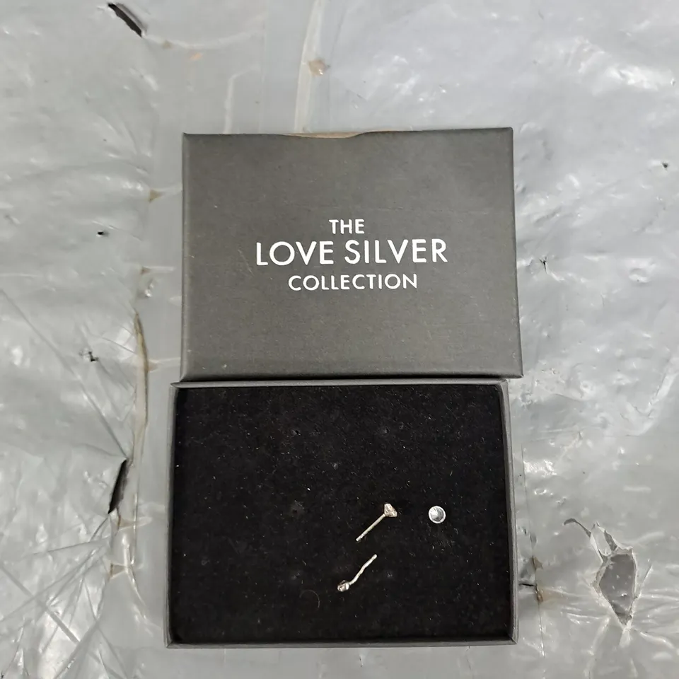 THE LOVE COLLECTION 9CT WHITE GOLD 4MM CUBIC ZIRCONIA SOLITAIRE STUD EARRINGS