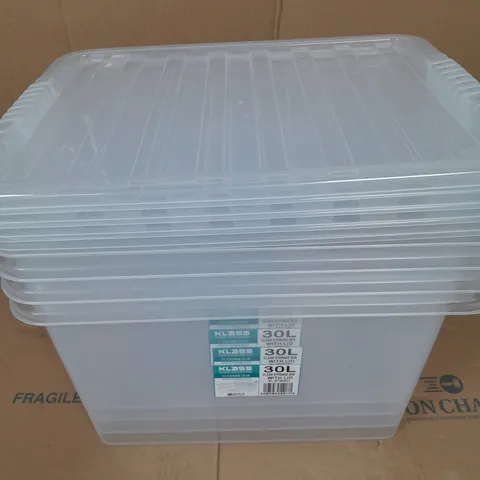 4 KLASS 30L CLEAR STORAGE BOX WITH LID