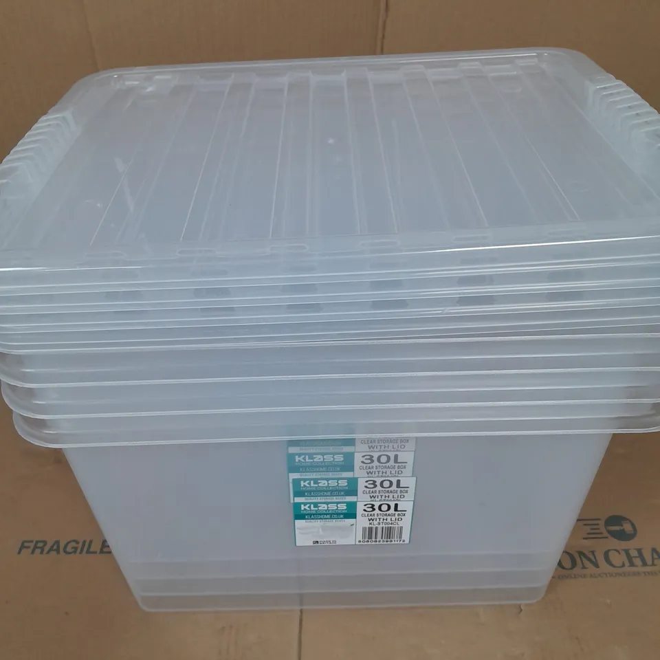 4 KLASS 30L CLEAR STORAGE BOX WITH LID