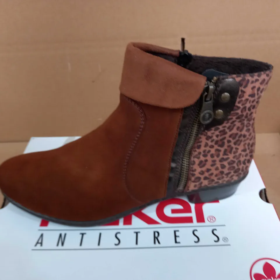 RIEKER CUFF ANKLE BOOT - TAN - SIZE 7.5