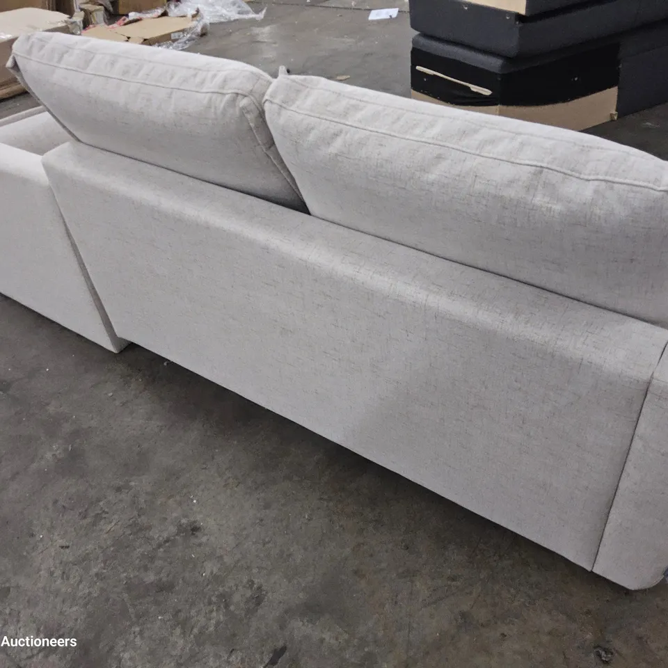 DESIGNER CHAISE SOFA WITH PULL OUT BED NATURAL FABRIC 