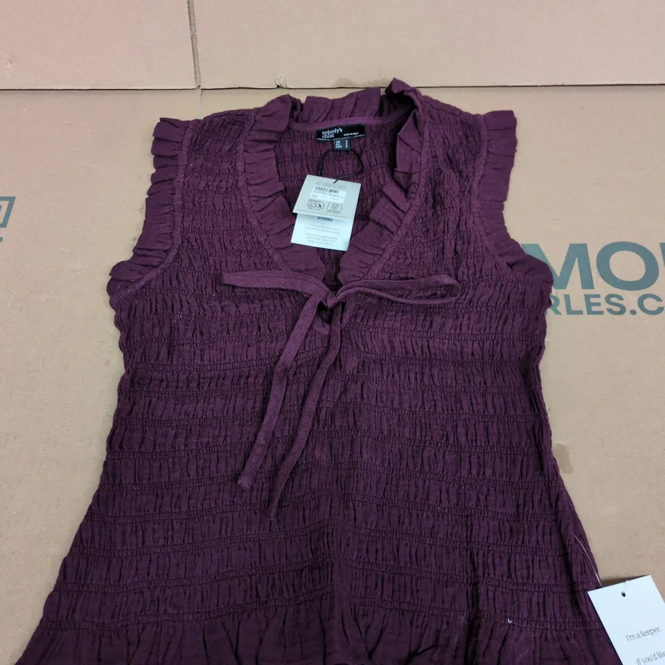NOBODY'S CHILD AVEN V NECK SHIRRED TOP PURPLE SIZE S