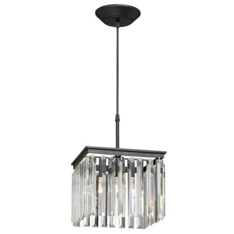 BOXED VITALUCE 1-LIGHT CRYSTAL CEILING PENDANT LIGHT, BLACK