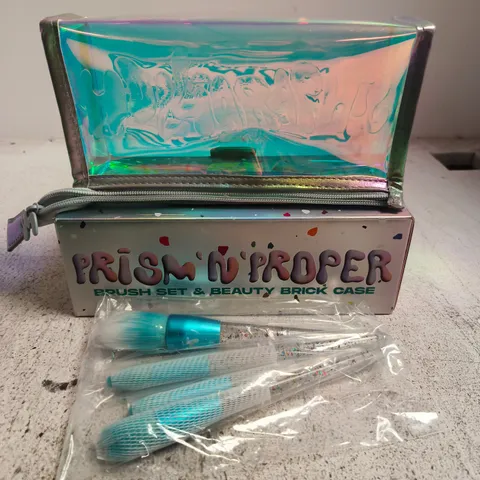 BOXED MADE BY MITCHELL BEAUTY BRICK CASE & BRUSH SET