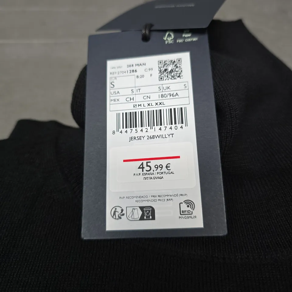 MANGO ESSENTIALS JERSEY TOP – BLACK, SIZE S