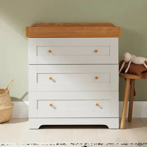 BOXED TUTTI BAMBINI RIO 3 DRAWER CHEST CHANGER - DOVE GREY (2 BOXES)
