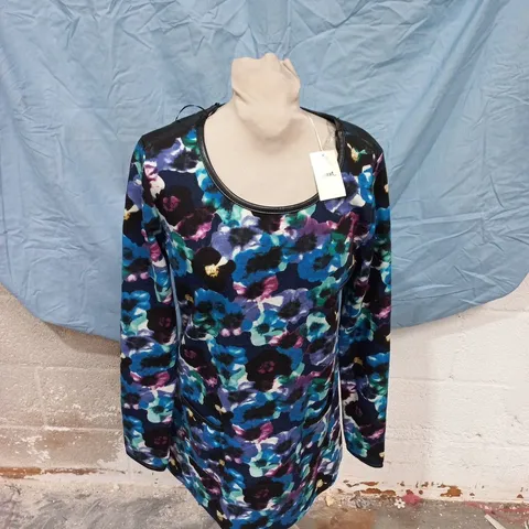 TEXT WOMEN'S FLORAL PRINT LONG-SLEEVE TUNIC DRESS, UK SIZE S