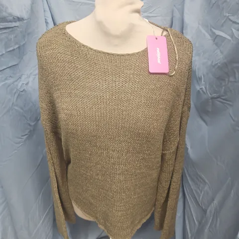 EDIKTED WOMAN'S BROWN KNITTED JUMPER, UK SIZE S 