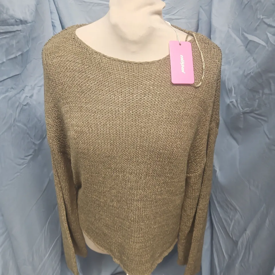 EDIKTED WOMAN'S BROWN KNITTED JUMPER, UK SIZE S 