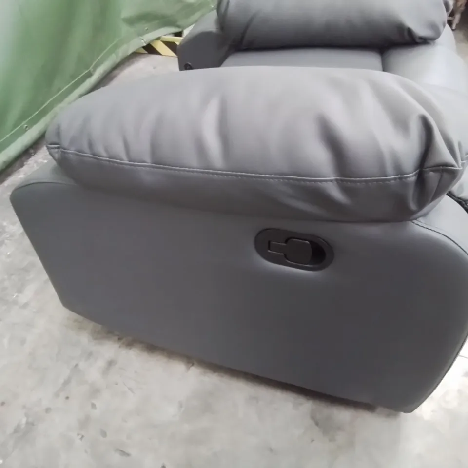 DESIGNER MANUAL RECLINING CHAIR BASE GREY LEATHER 