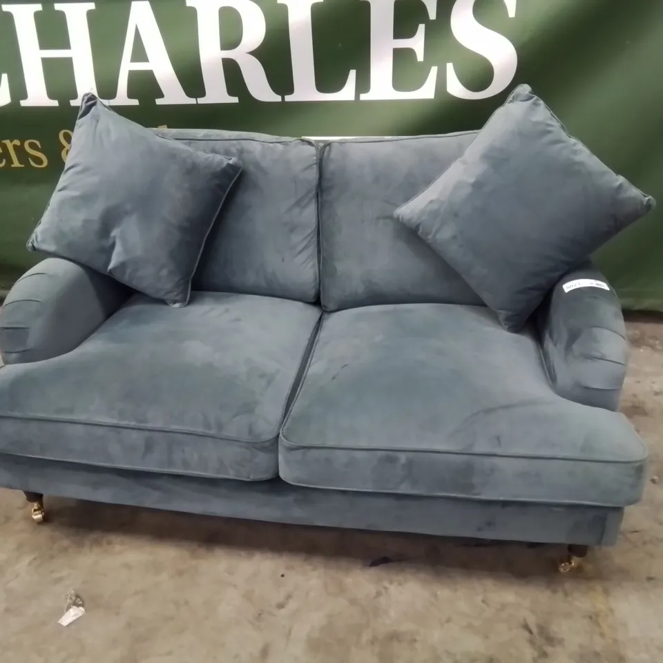DESIGNER VINTAGE STYLE TWO SEATER SOFA PLUSH MINK FABRIC 