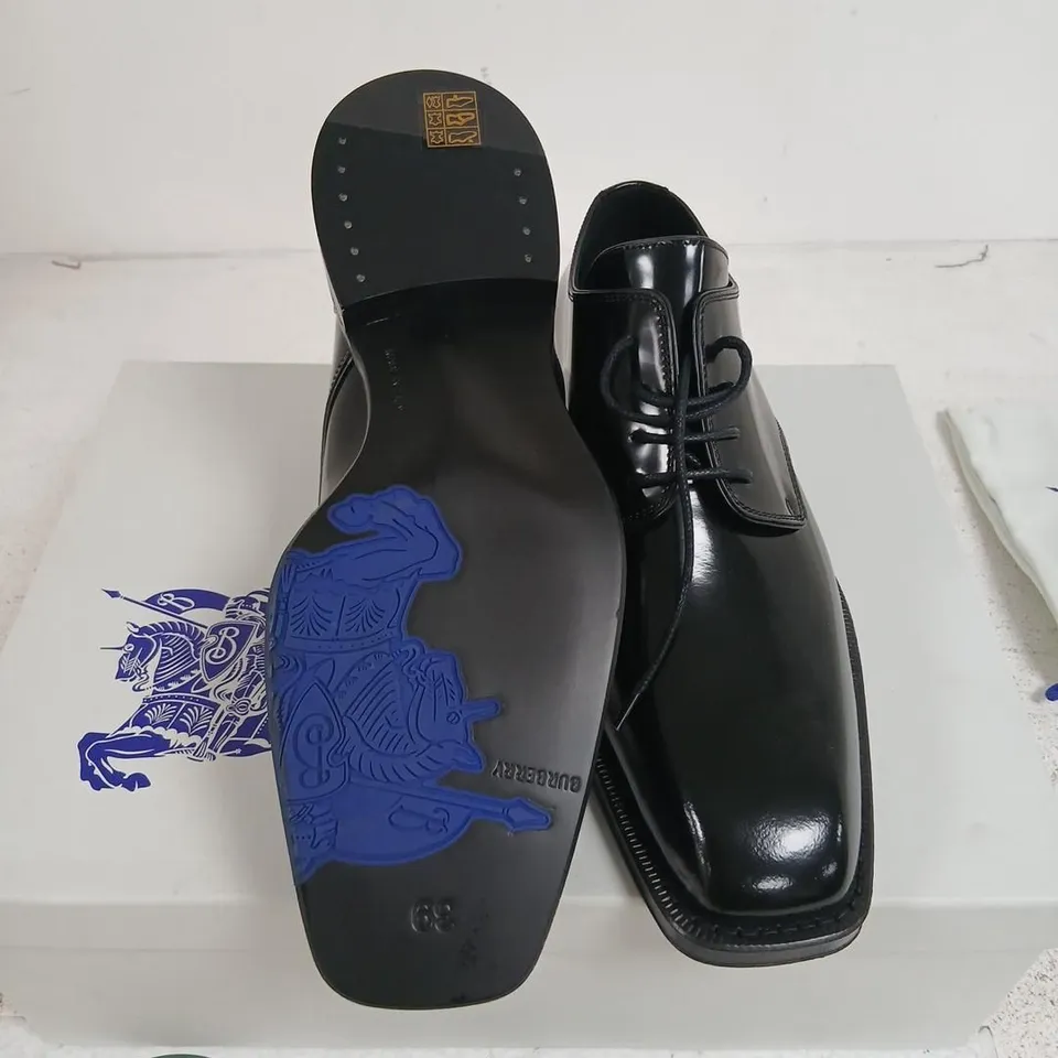 BURBERRY DERBY SHOES - BLACK LEATHER, UK 5 (EU 39)