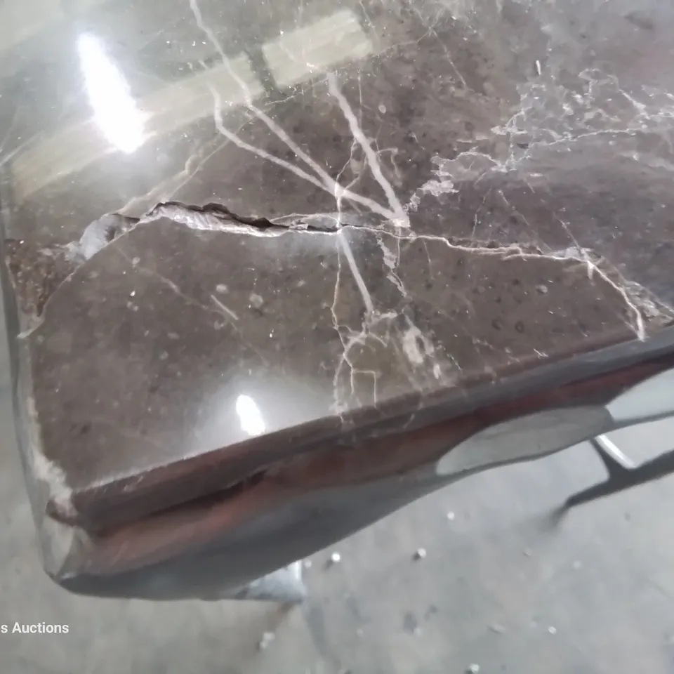 DESIGNER BLACK MARBLE CONSOLE TABLE ON METAL SUPPORTS