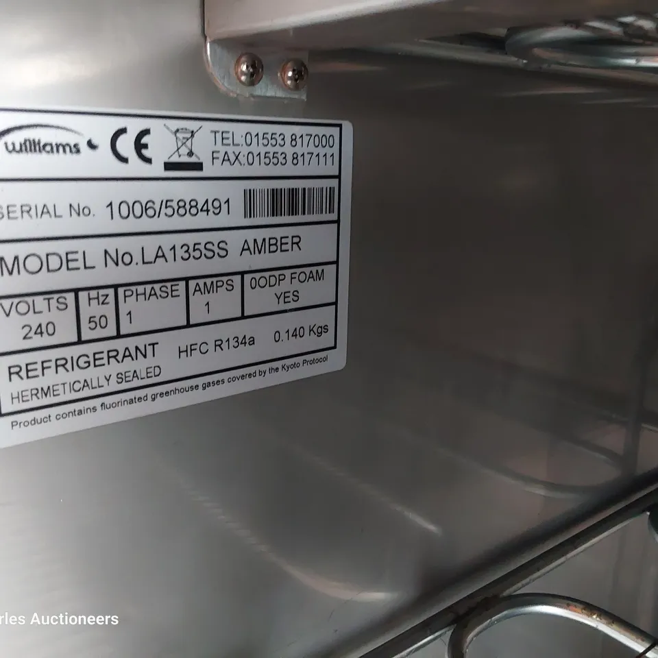 WILLIAMS UNDER COUNTER FREEZER Model LA135SS AMBER