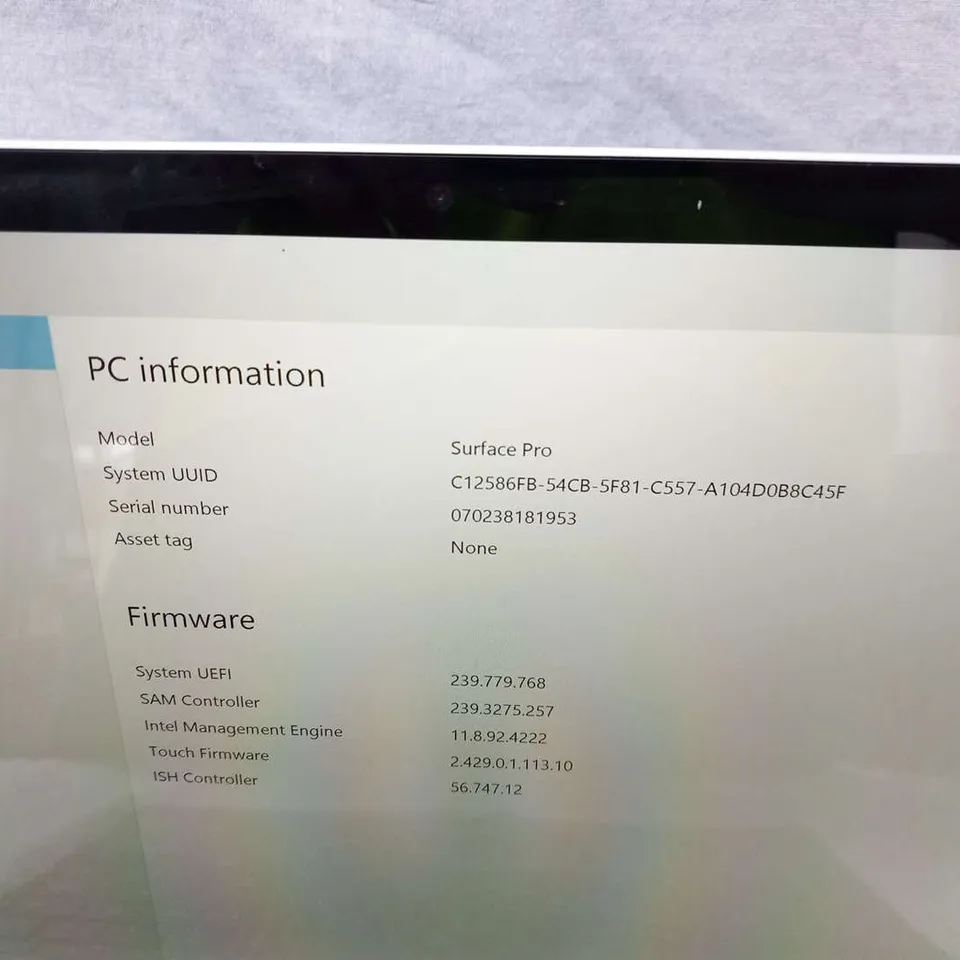 MICROSOFT SURFACE PRO 256GB