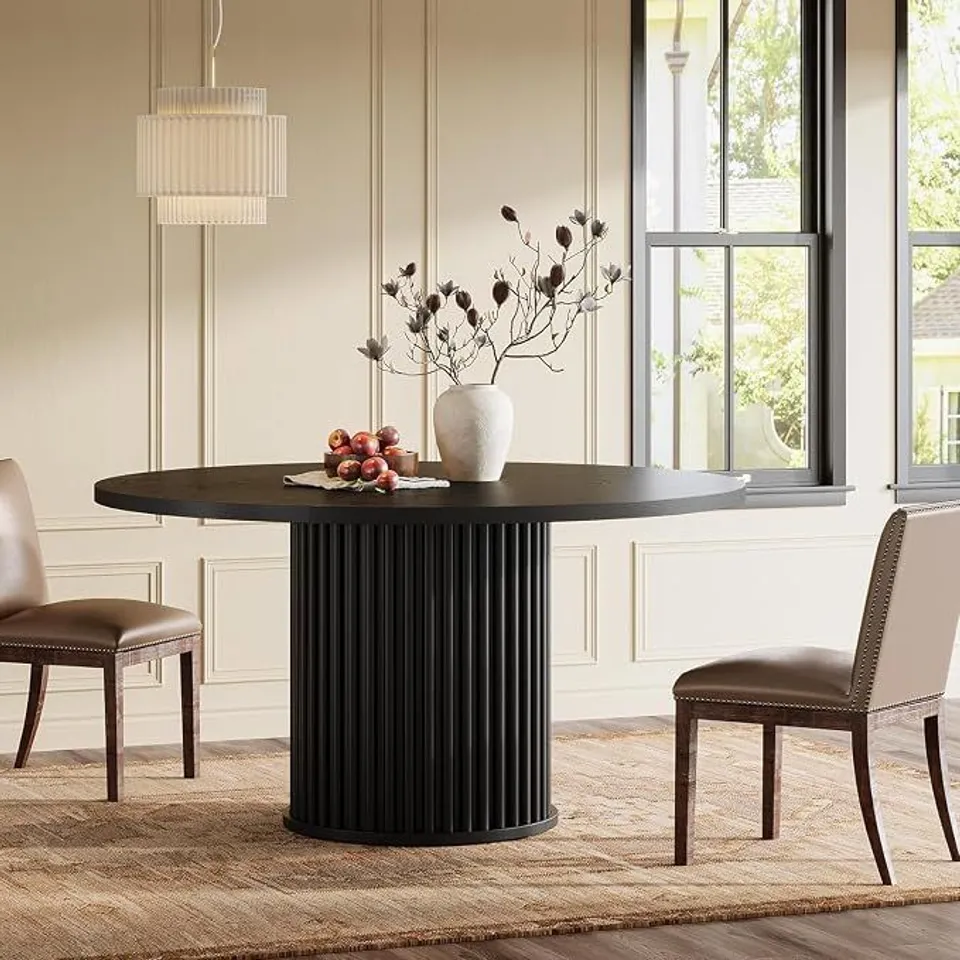 BOXED TRIBESIGNS ROUND DINING TABLE 120CM BLACK FOR 4 PERSON