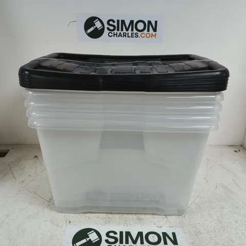 CLEAR PLASTIC STORAGE BOX WITH BLACK LID - X5
