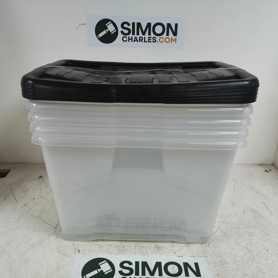 CLEAR PLASTIC STORAGE BOX WITH BLACK LID - X5