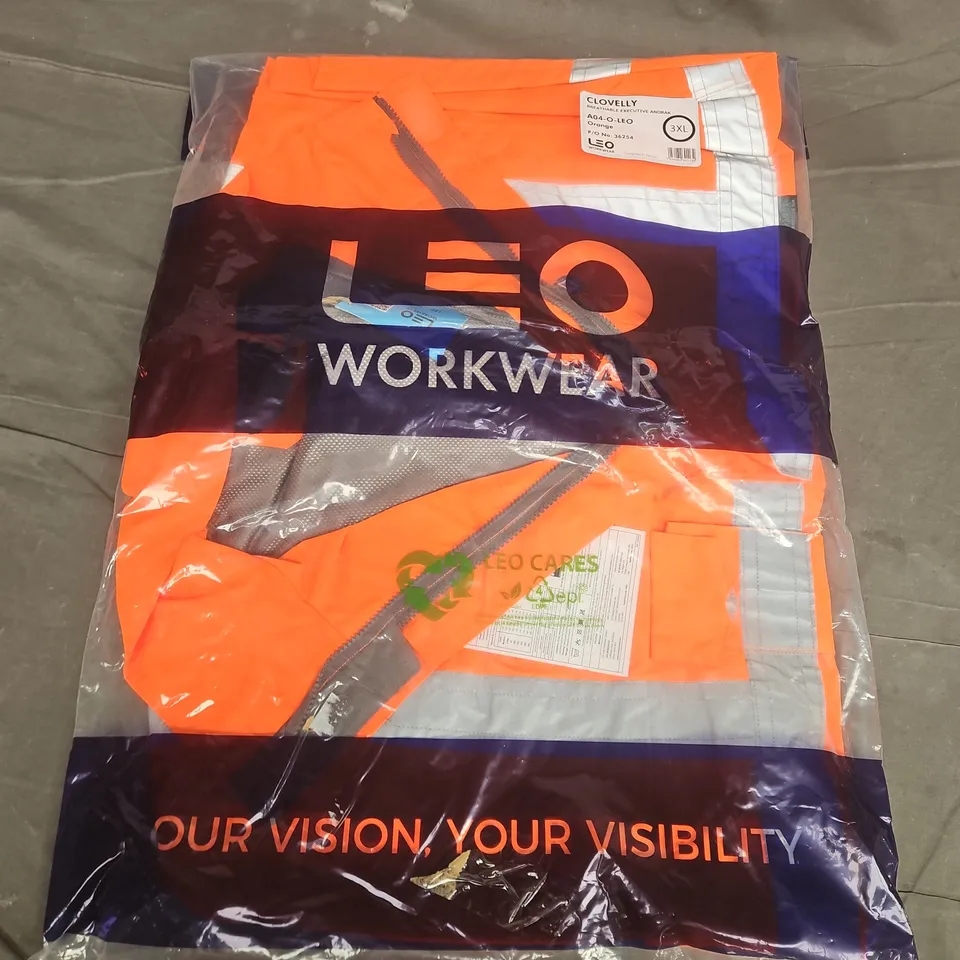 BAGGED LEO WORKWEAR CLOVELLY BREATHABLE EXECUTIVE ANORAK IN ORANGE (A04-O-LEO) - 3XL