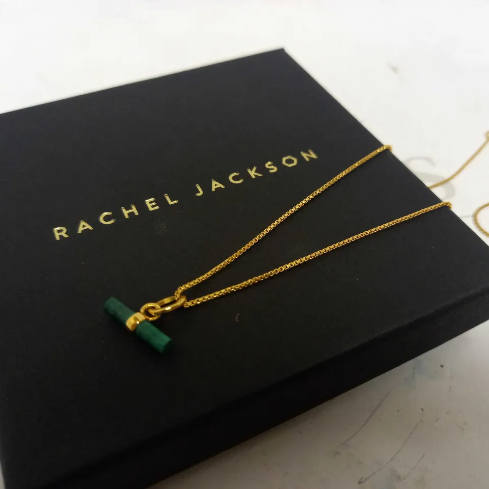 RACHEL JACKSON MINI MALACHITE T BAR GOLD NECKLACE RRP £70