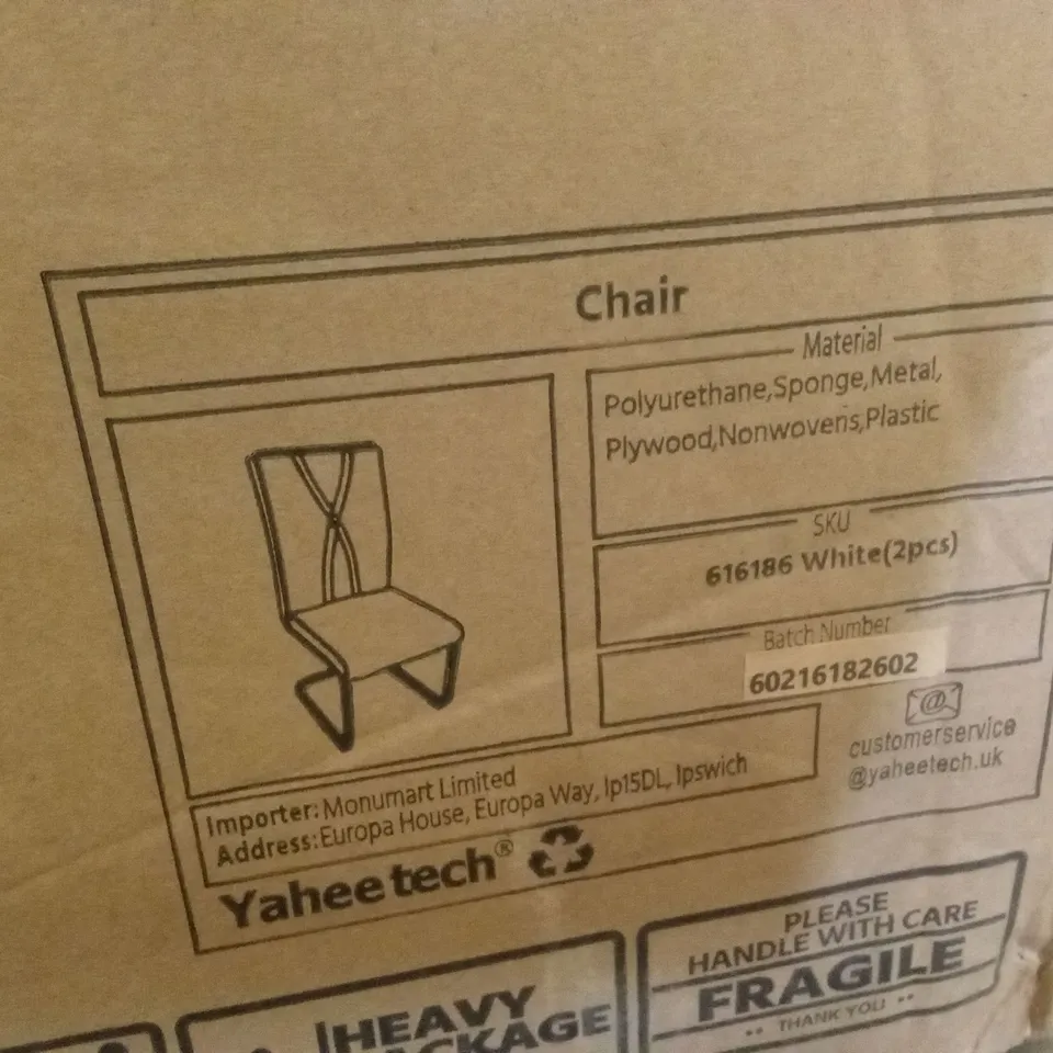 BOXED SET OF 2 YAHEETECH DINING CHAIRS - WHITE (1 BOX)