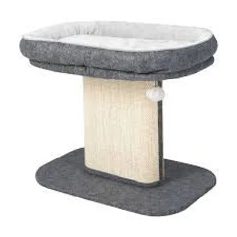 BOXED COSTWAY 2 TIER GREY CAT TREE WITH SLEEPING PERCH SISAL SCRATCHING PLATE AND BALL