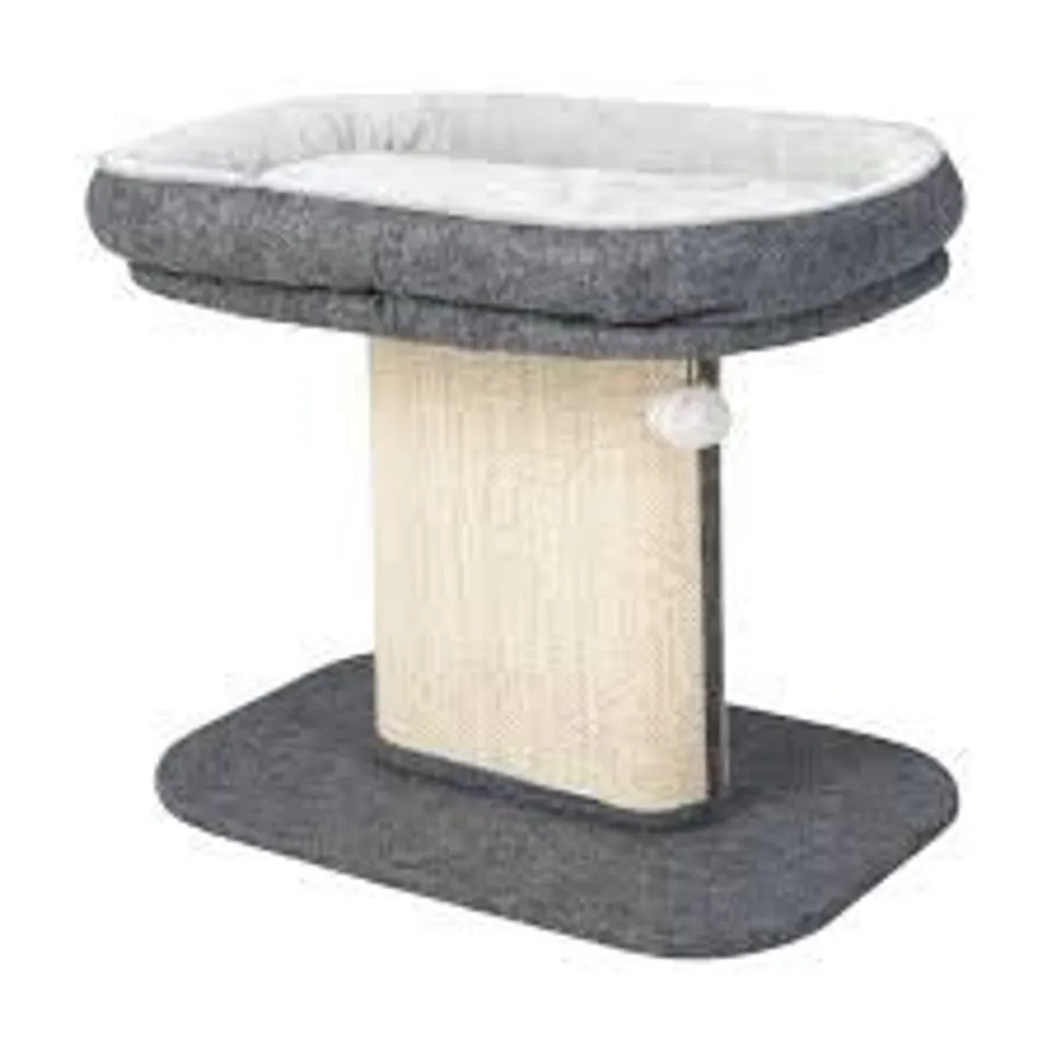 BOXED COSTWAY 2 TIER GREY CAT TREE WITH SLEEPING PERCH SISAL SCRATCHING PLATE AND BALL