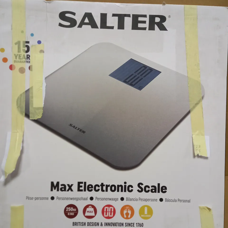BOXED SALTER MAX ELECTRONIC PERSONAL SCALE 
