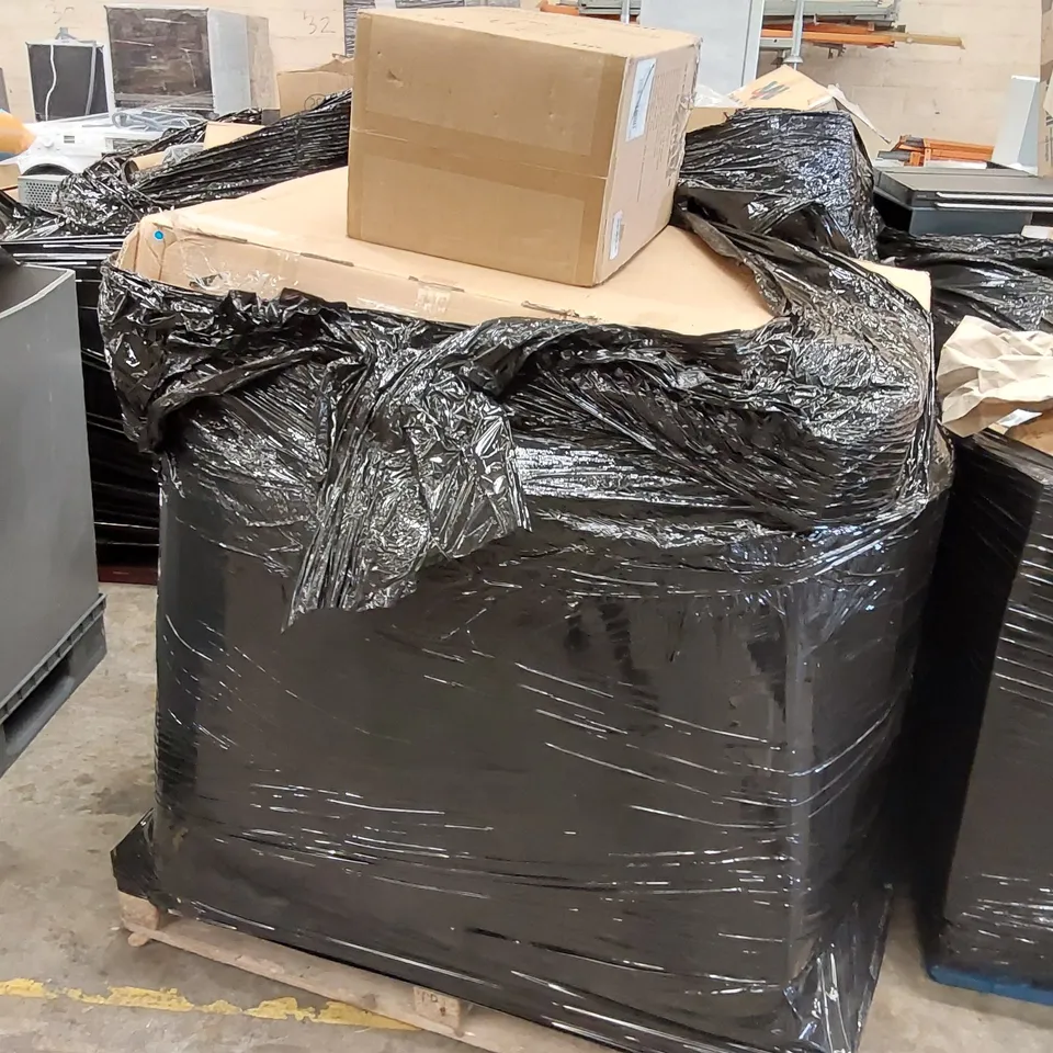 PALLET OF ASSORTED ITEMS INCLUDING: SAMSUNG 43" QE34L 'THE FRAME', BONSAII PAPER SHREDDER, POP UP WIRELESS CHARGER/SOCKET, 2-IN-1 NEBULIZER WITH NASAL SHOWER, KNEE BRACE COMPRESSION SLEEVES ECT