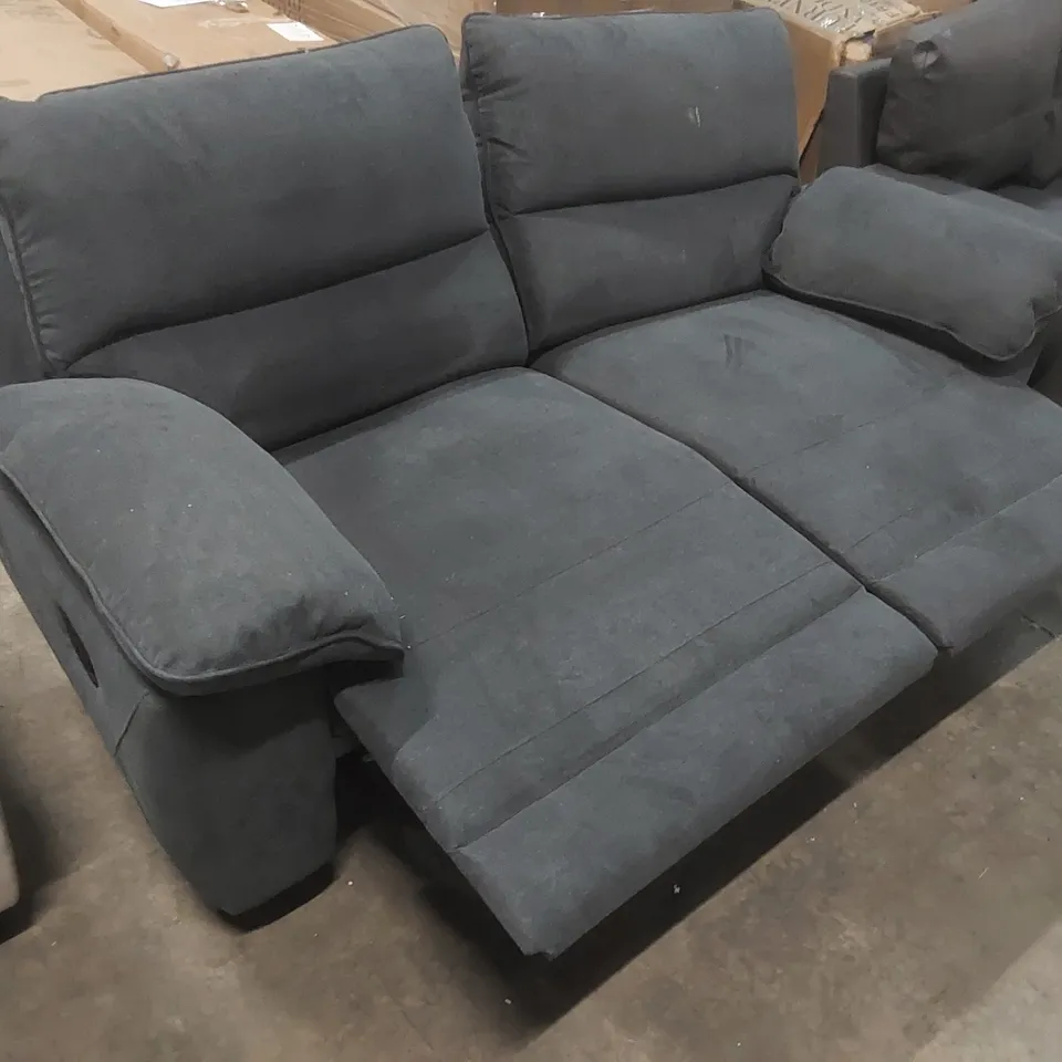 QUALITY DESIGNER SEVILLE 3 SEATER RECLINER SOFA, SLATE GREY CLASSIC PLUSH FABRIC