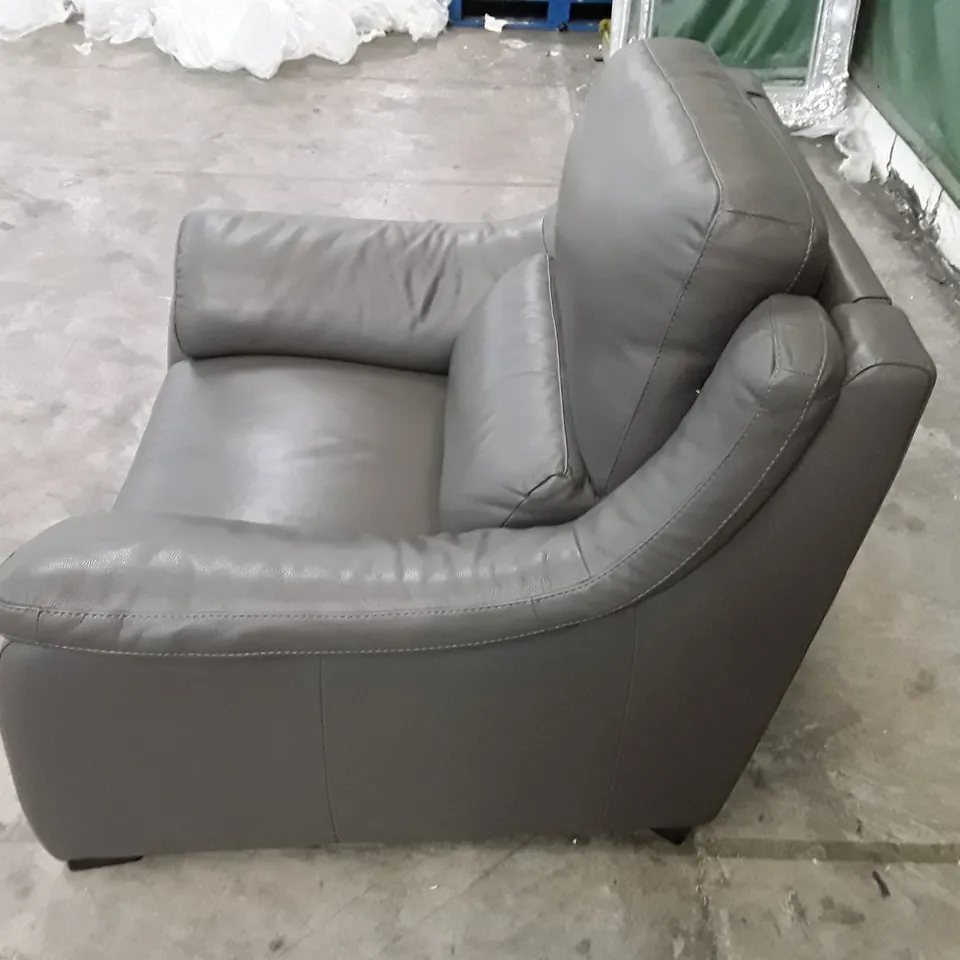 QUALITY ITALIAN DESIGNER DEGANO ELECTRIC RECLINER CHAIR WITH SMALL ARMS - GREY ANTHRACITE LEATHER