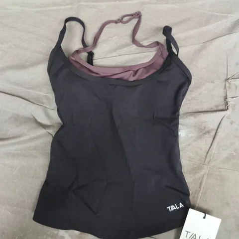 T/ALA DOUBLE LAYER STRAPPY VEST IN SHADOW BLACK - EXTRA SMALL