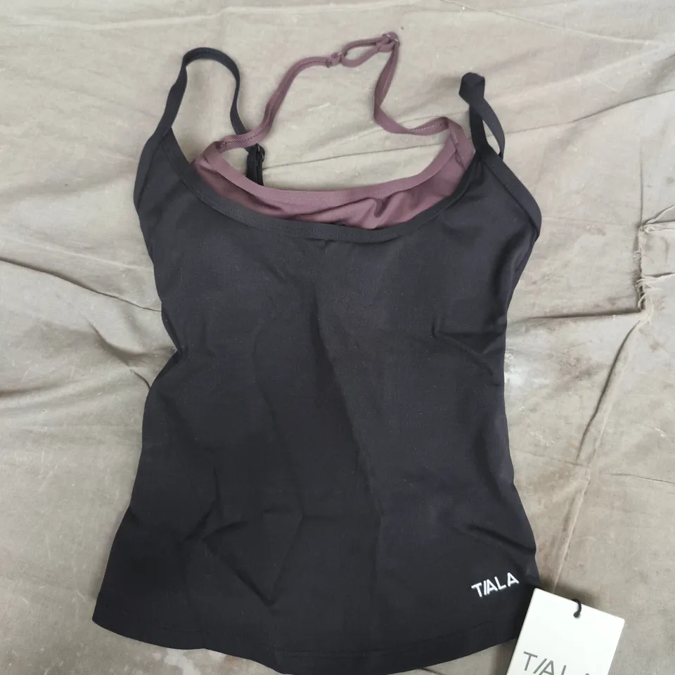 T/ALA DOUBLE LAYER STRAPPY VEST IN SHADOW BLACK - EXTRA SMALL