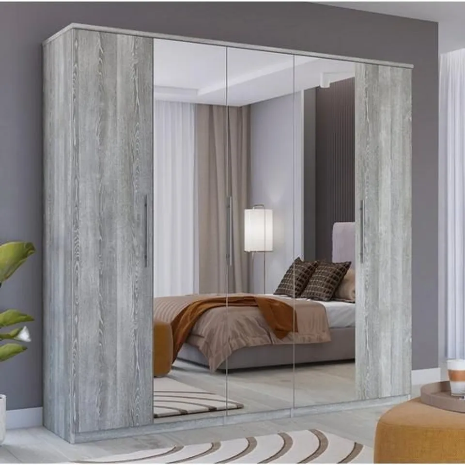 BOXED PRAGUE 5 DOOR WARDROBE WITH MIRRORS BLACK ASH (4 BOXES)  RRP £529