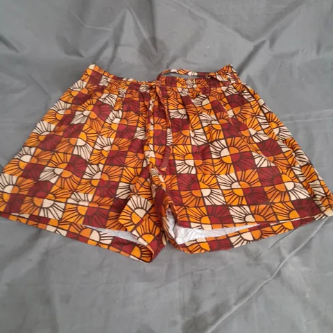 LUCY & YAK CHARLIE SHORTS IN KIARA ORANGE SIZE M