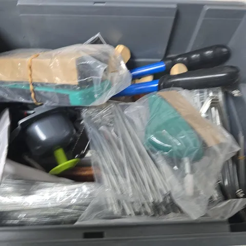 APPROXIMATELY 15 ASSORTED HOUSEHOLD PRODUCTS TO INCLUDE PLIERS , METAL PEGS ETC...