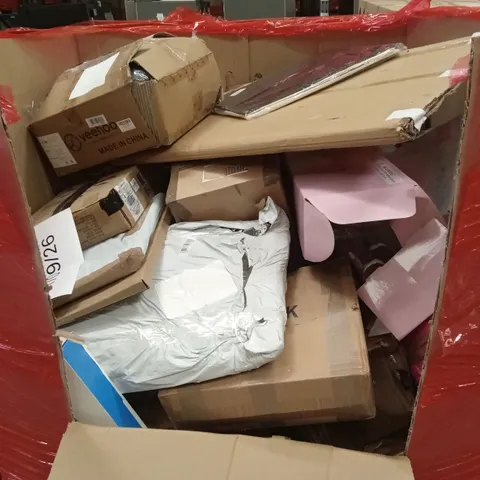 PALLET OF ASSORTED HOUSEHOLD GOODS AND PRODUCTS TO INCLUDE; UMBRELLA, TOILET SEAT, TOY DOLL ETC
