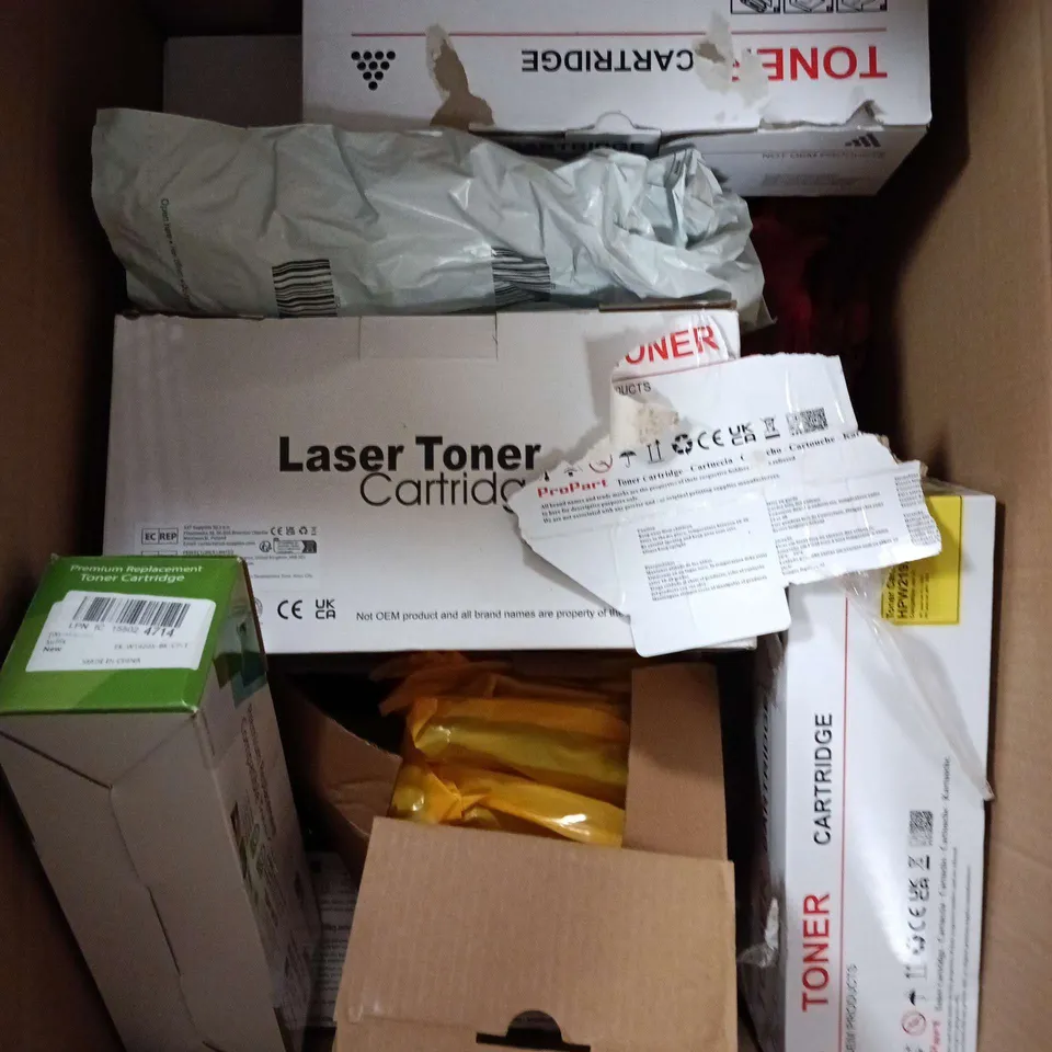 APPROXIMATELY 10 ASSORTED PRINTER TONER CARTRIDGES FROM VARIOUS BRANDS