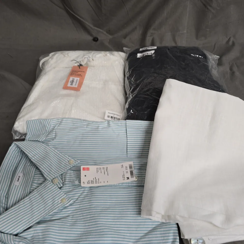 LARGE BOX OF APPROXIMATELY 20 ASSORTED CLOTHING ITEMS IN VARIOUS SIZES, STYLES AND COLOURS
