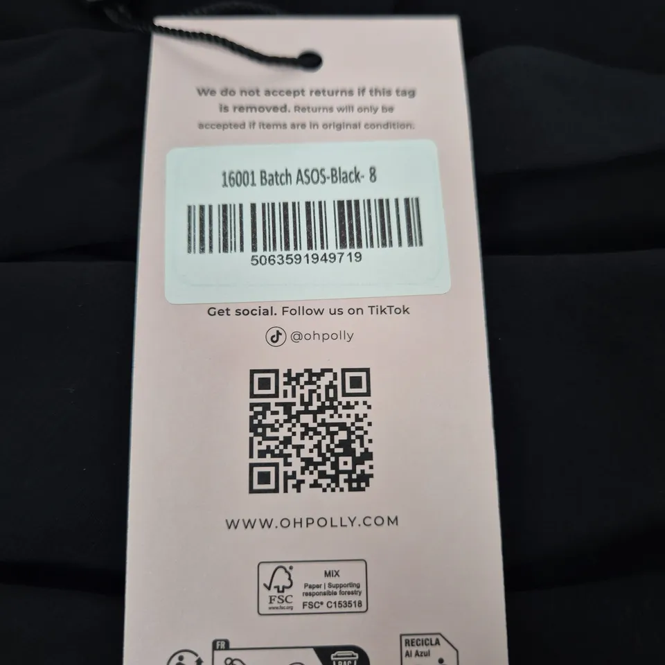 OH POLLY BLACK DRAPED NECK DRESS – UK SIZE 8