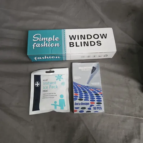 APPROXIMATELY 15 ASSORTED HOUSEHOLD ITEMS TO INCLUDE INSTANT ICE PACK, DRAGONHAWK TATTOO SUPPLY , ETC 