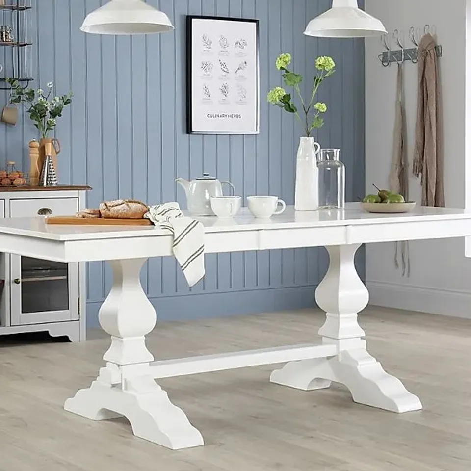 BOXED DESIGNER CAVENDISH EXTENDING DINING TABLE 160-200cm WHITE  (2 BOXES) 
