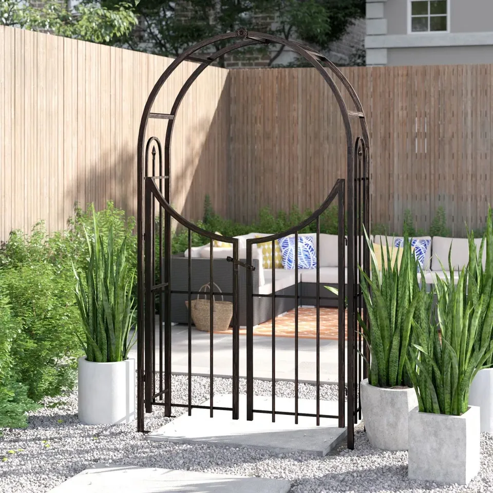 BOXED 17.27CM × 17.27CM D STEEL ARBOUR WITH GATE 