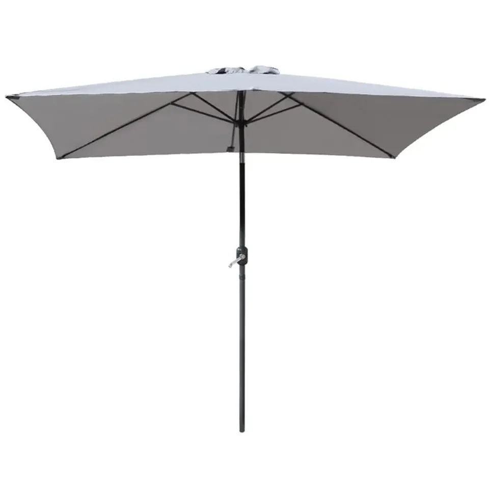 BOXED 2m X 3m RECTANGULAR TRADITIONAL PARASOL - GREY (1 BOX)