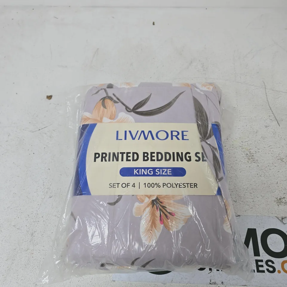 LIVMORE PRINTED BEDDING SET – KING SIZE, SET OF 4, 100% POLYESTER