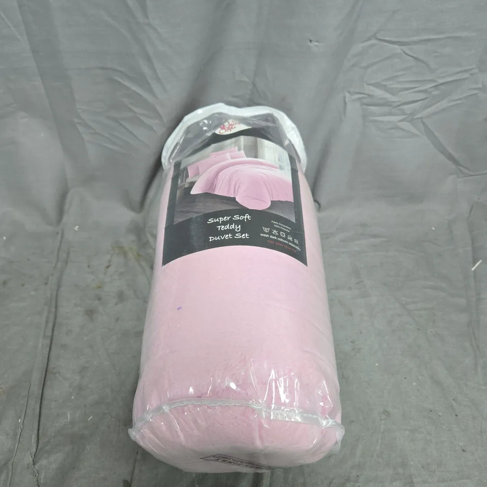 SUPER SOFT TEDDY DUVET SET PINK