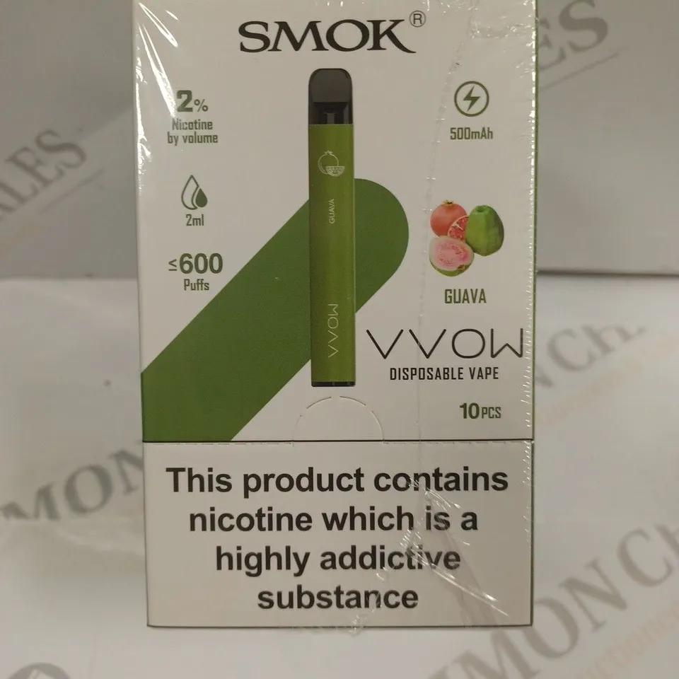 SEALED SMOK VVOW 10-PACK OF DISPOSABLE VAPES - GUAVA