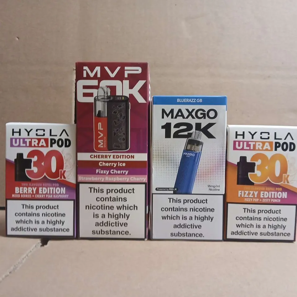 APPROXIAMTELY 15 ASSORTED VAPING PRODUCTS TO INCLUDE HYOLA, MAXGO, ETC - COLLECTION ONLY