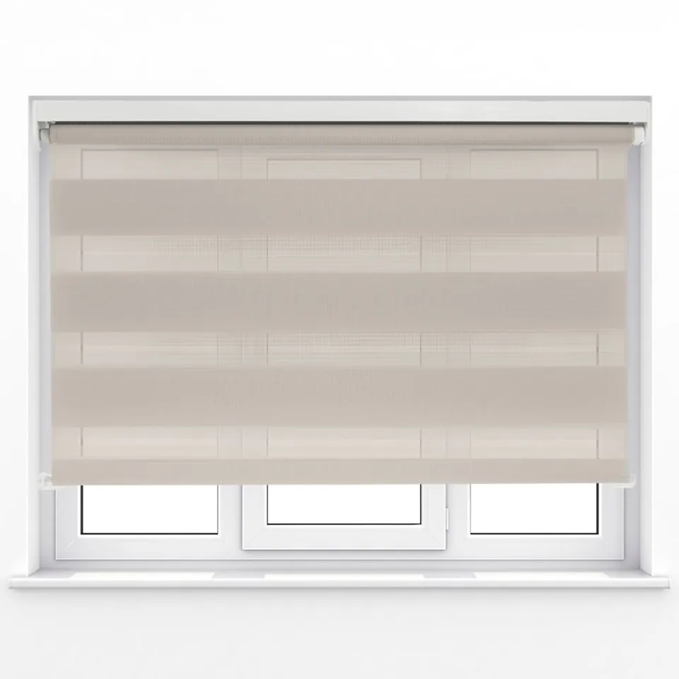 CREAM CAECUS DAY NIGHT LONG DROP ROLLER BLIND TAUPE W180 X DROP 210CM